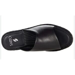 Sarto Franco Sarto A Zoe Black Leather Slide Sandals Braided Accent Size‎ 8